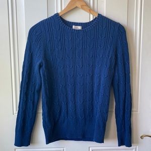 Heavyweight blue cable knit sweater
